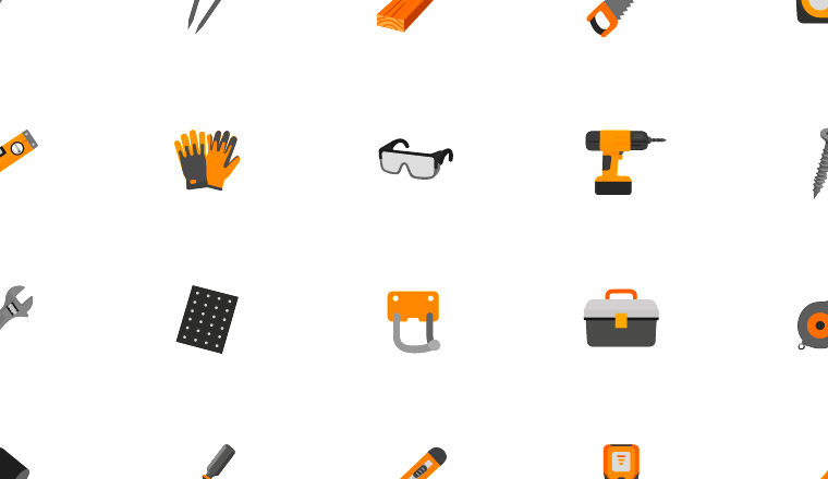 classic construction icons, including construction, carpentry, tools, building / loading.io animated icon set