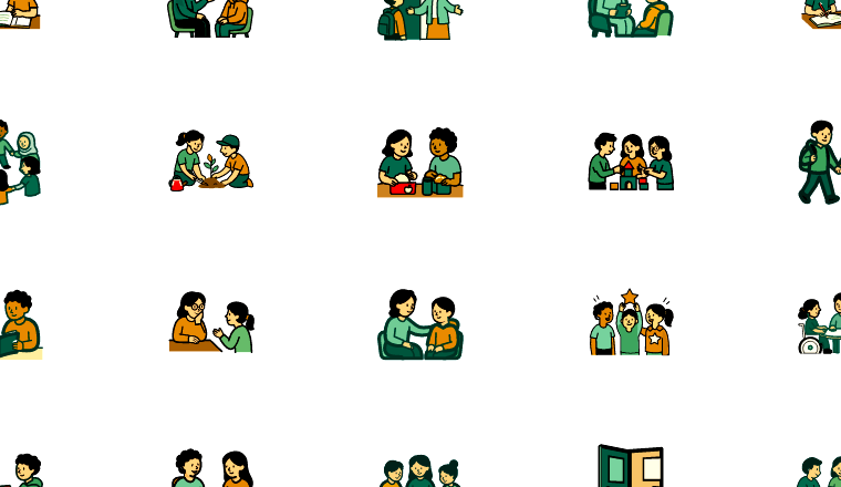 welcoming student icons, including students, student, education, school / loading.io animated icon set