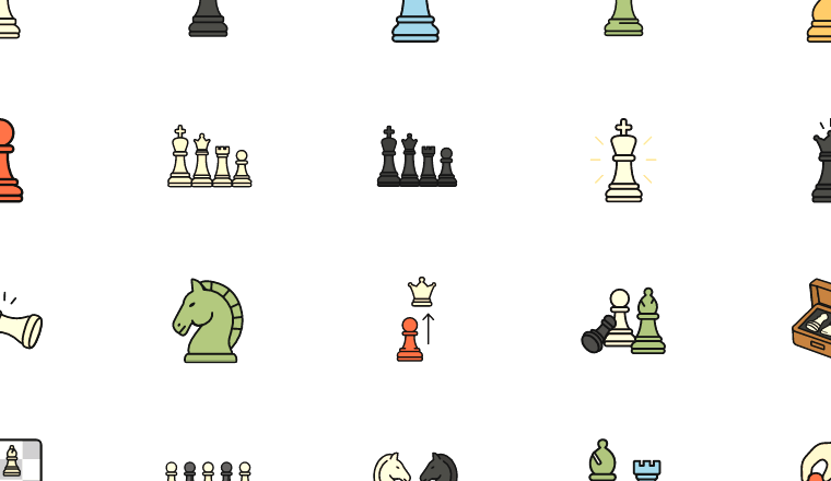 outlined chess piece icons, including chess, chess pieces, board game, king / loading.io animated icon set