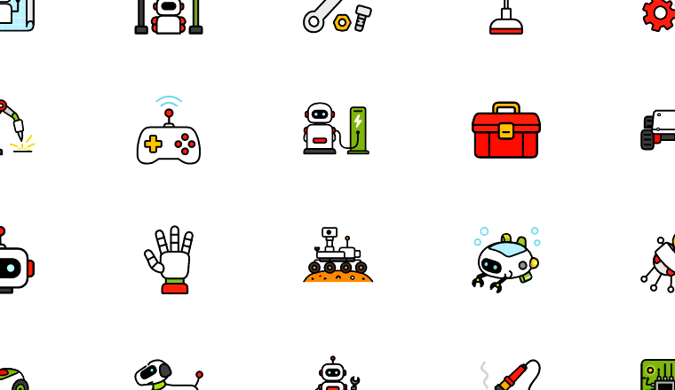robot workshop icons icons, including robot, workshop, exploration, engineering / loading.io animated icon set