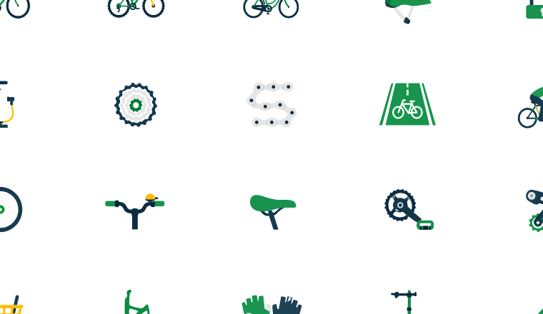 cycling flat icons icons, including bicycle, cycling, bike, rider / loading.io animated icon set