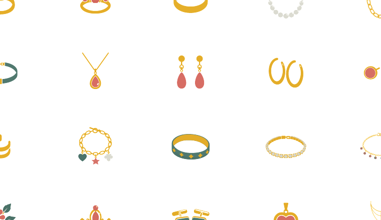 gold and enamel icons, including jewellery, jewelry, accessories, ornaments / loading.io animated icon set