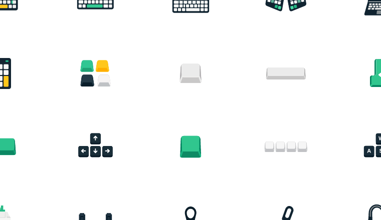 flat keyboard and key icons, including keyboard, keycap, computer, typing / loading.io animated icon set