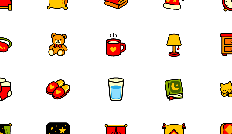 colorful bedtime icons icons, including zzz, sleep, bedtime, night / loading.io animated icon set