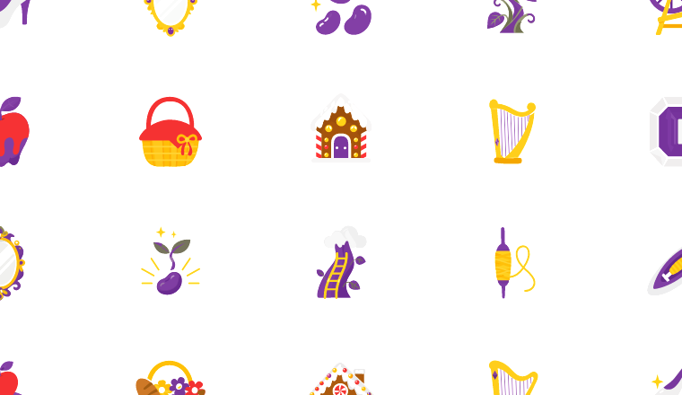storybook fairytale icons, including fairytale, storybook, fable, enchanted / loading.io animated icon set