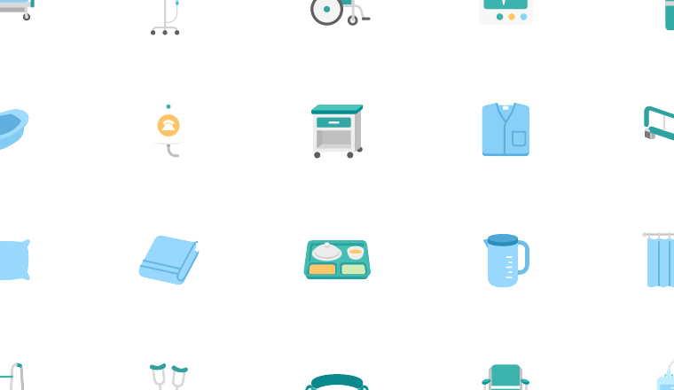 flat hospital care icons icons, including doctor, hospital, medic, patient care / loading.io animated icon set