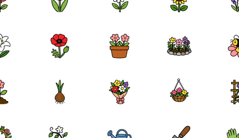 colorful garden flower icons, including flower, garden, floral, bloom / loading.io animated icon set