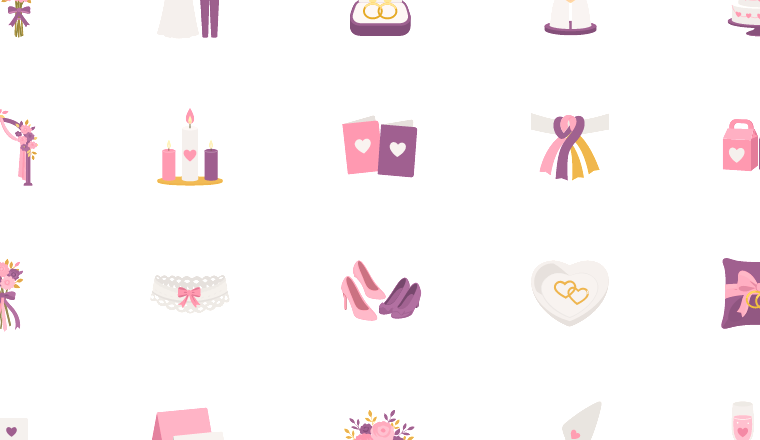 lesbian wedding keepsakes icons, including lesbian, lgbt family, wedding, bridal / loading.io animated icon set