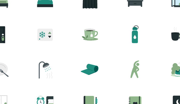 muted flat sleep icons icons, including sleep, bedroom, routine, wellness / loading.io animated icon set