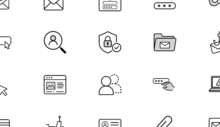 phishing security line icons, including scam, phishing, cybersecurity, online fraud / loading.io animated icon set
