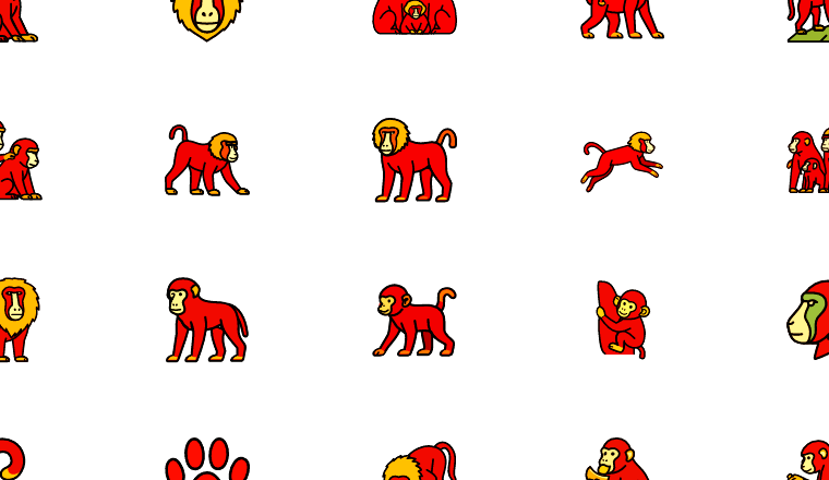 colorful baboon cartoons icons, including baboon, monkey, wildlife, animal / loading.io animated icon set