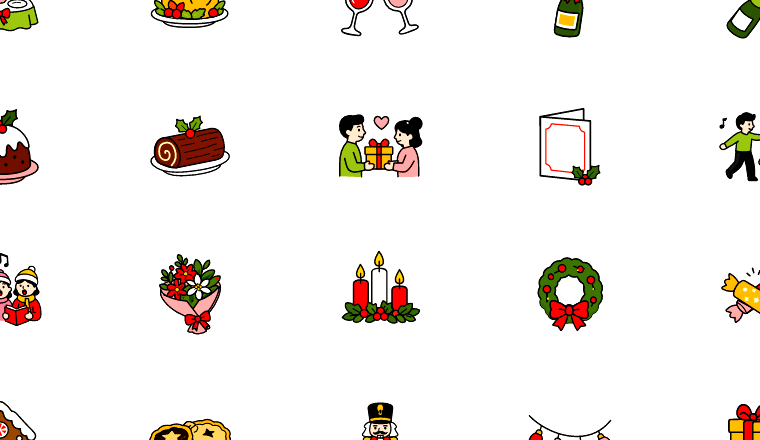 festive christmas party icons, including christmas, xmas, holiday, party / loading.io animated icon set