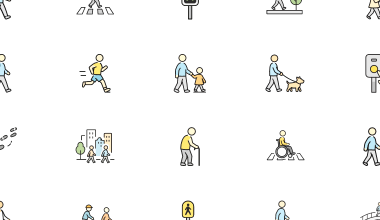 city pedestrian icons icons, including pedestrian, walking, walk, crosswalk / loading.io animated icon set