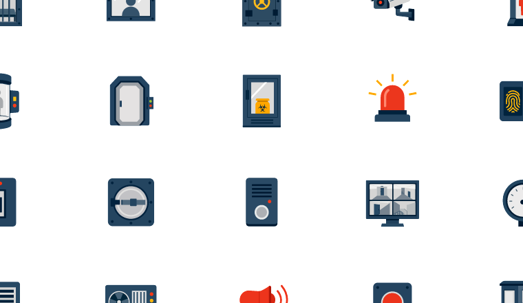 industrial containment icons, including scp, anomaly containment, facility, security / loading.io animated icon set