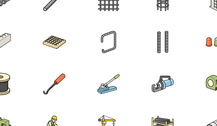 steel rebar construction icons, including steelbar, steel bar, rebar, construction / loading.io animated icon set