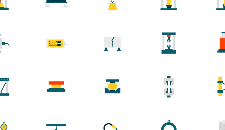 structural load testing icons, including load, structural testing, engineering, materials testing / loading.io animated icon set