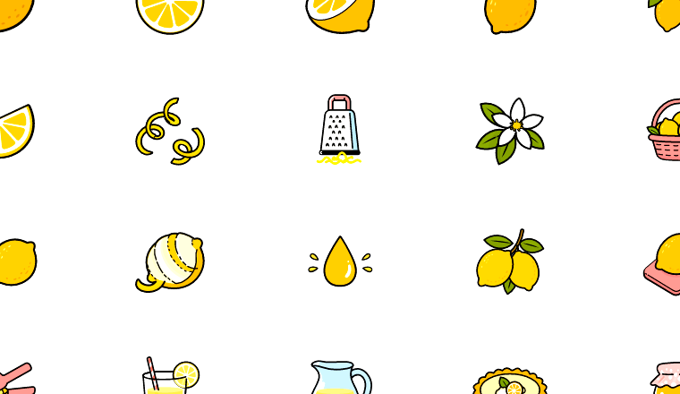bright lemon illustration icons, including lemon, citrus, yellow, fruit / loading.io animated icon set
