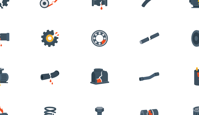 industrial breakdown icons, including failure, industrial, equipment, machinery / loading.io animated icon set