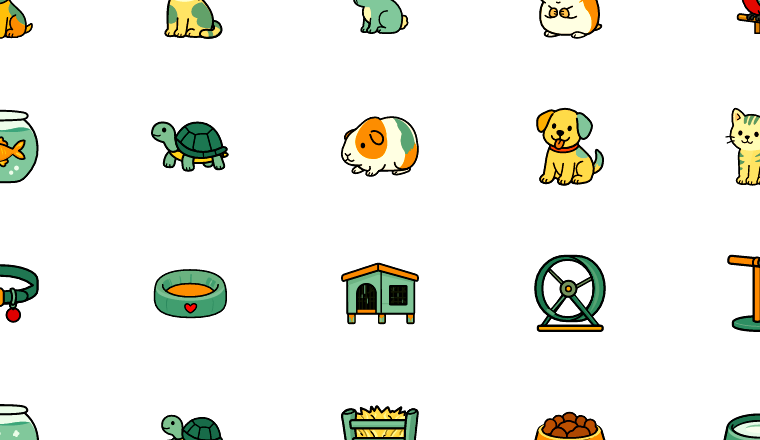 colorful pet care icons icons, including pet, animals, pets, care / loading.io animated icon set