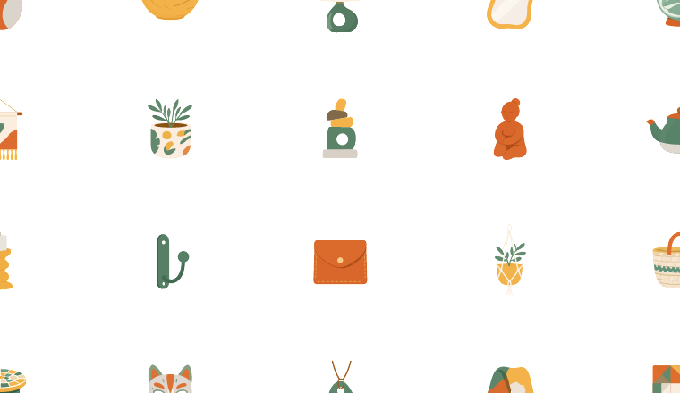 handmade artisan objects icons, including unique, handmade, artisan, craft / loading.io animated icon set