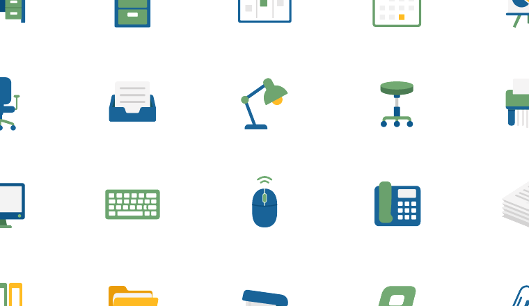 flat office operations icons, including business, bussines, office, workplace / loading.io animated icon set