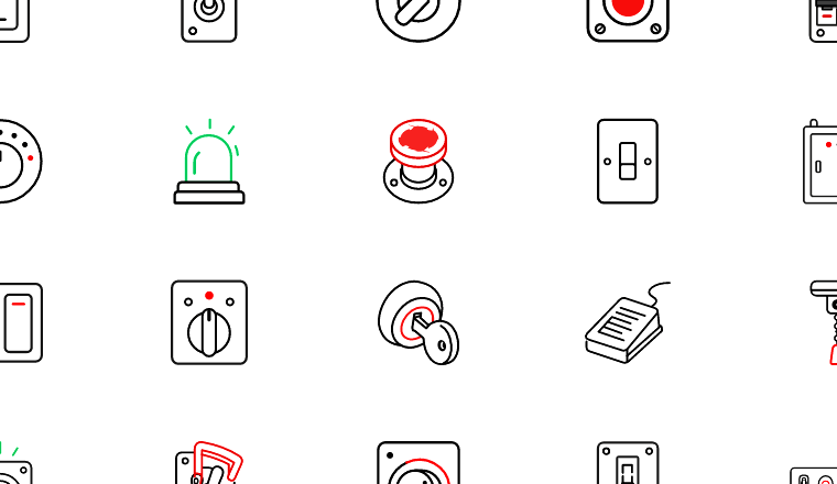 outlined electrical icons, including panel toggle, toggle switch, electrical controls, switch panel / loading.io animated icon set