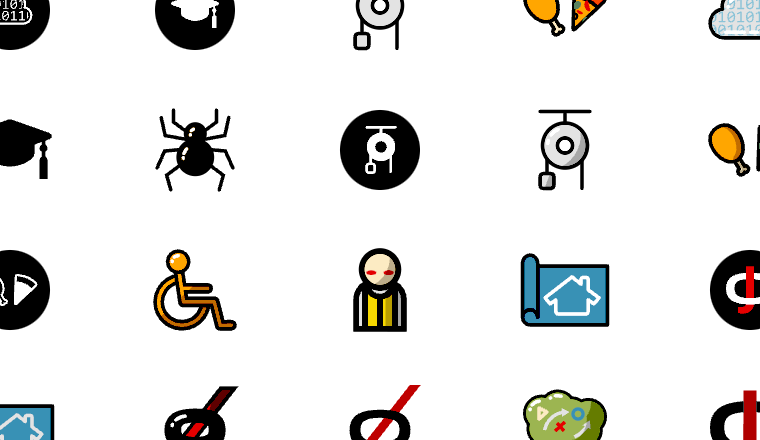 g0v icons, including nobody, g0v, civic tech, skillset / loading.io animated icon set