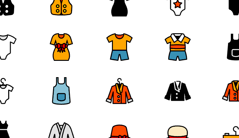 clothing icons, including cloth, sock, hat, underwear / loading.io animated icon set