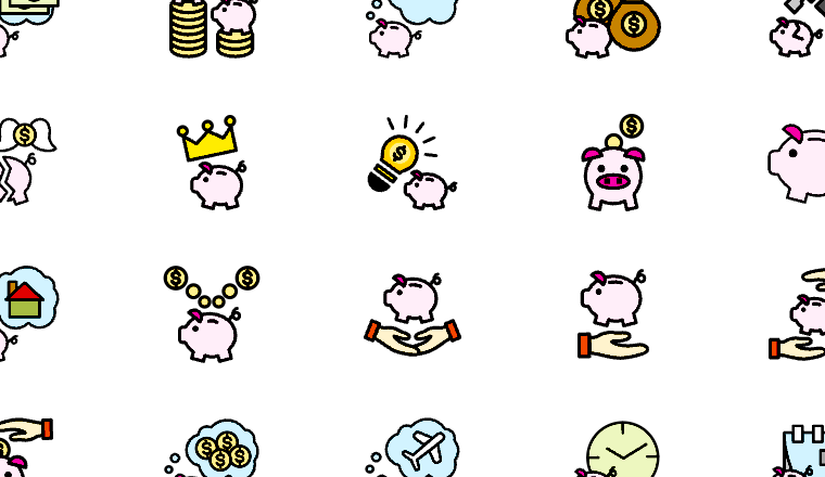 piggy bank icons, including saving, finances, budgeting, coins / loading.io animated icon set