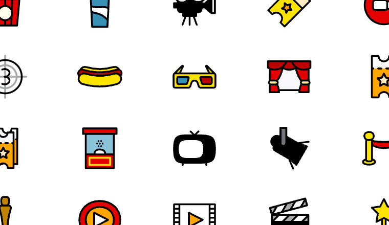 movie icons, including movie, video, play, show / loading.io animated icon set